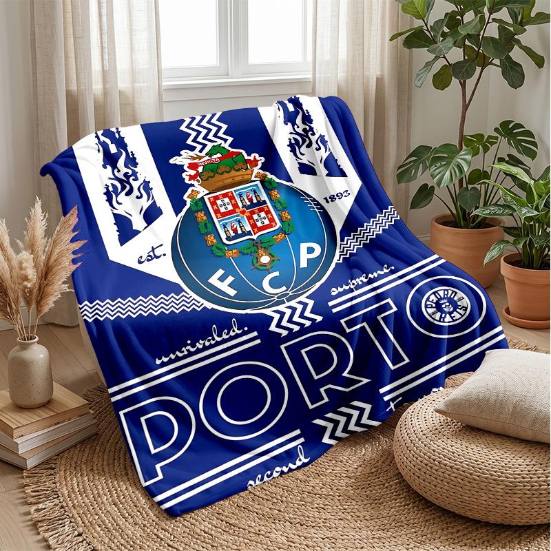 FC Porto Theme Blanket Soft Flannel Blanket Plush Throw Blanket Cozy Sofa Bed Blanket for Home Decor