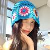 Adult Knitted Crochet Flower Hat Cute Students Outdoor Cycling Hiking Hat Lovely Hot Summer Hollow Out Hat for Couple