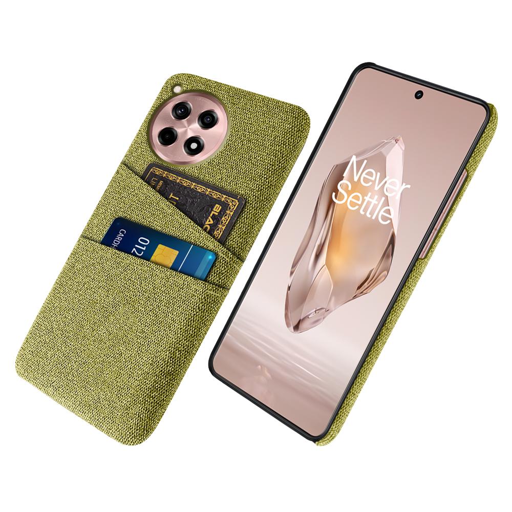 

For OnePlus Ace 3 5G/12R 5G Case Cloth Texture Dual Card Holder Hard PC Cover Yellow