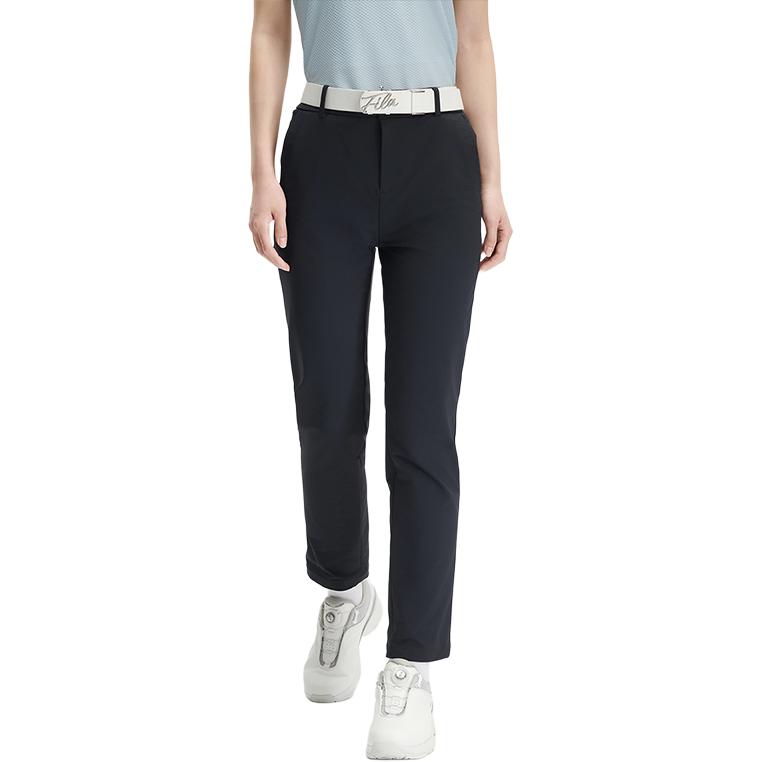 FILA Golf Series Solid Color Comfortable Soft Woven Mid-Rise Straight Leg Casual Pants Women bottoms Black A11W445805F-NV