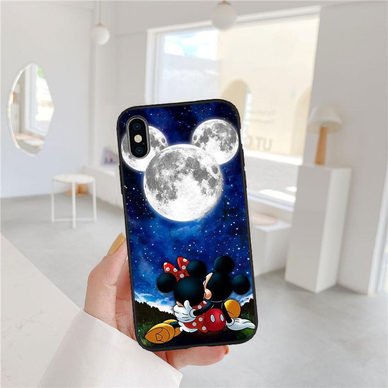 CJ77 Mickey Minnie Mouse Soft Shell Phone Case for iPhone 16 15 14 13 12 Pro Max Plus Mini