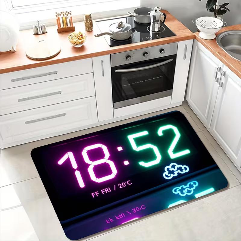Soft and Absorbent Floor Mat Clock and Kitchen Corridors Bedroom Living Room Entrances Study Rooms Bathroom Floor Mats Door Mats 50X80cm