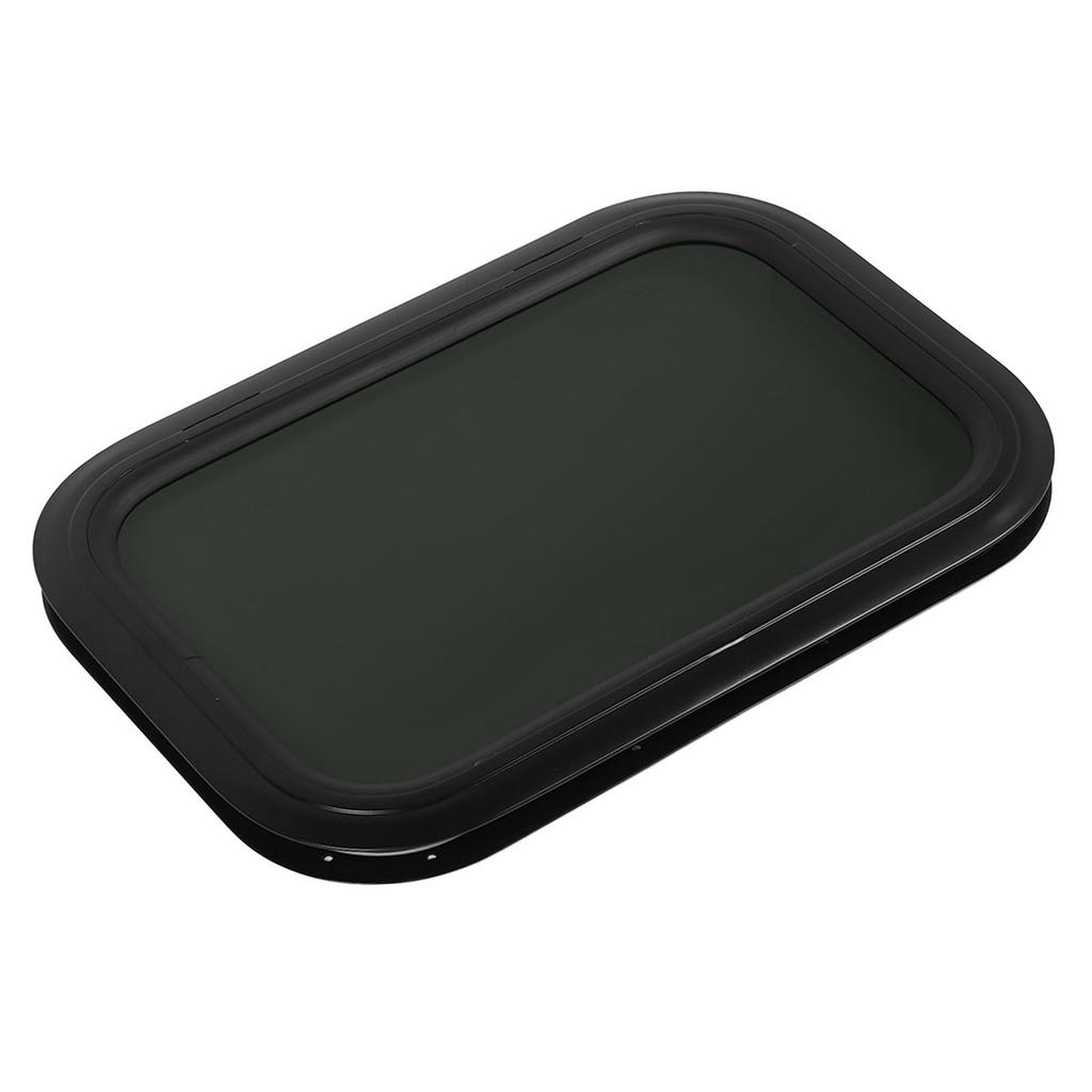 600x500mm RV Window Fixed Entry Entrance Door Window Black Clear Glass with Frame for RV Camper Caravan for 33‑38mm