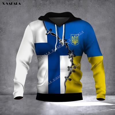 UKRAINE MAP FLAG Demi-Finlande Impression 3D Pull à capuche pour homme Sweat-shirt à capuche Jersey Survêtements Vêtements d'extérieur Printemps Automne Manteau