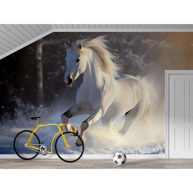 White Horse in the Snow tapestry 75x100 чёрный