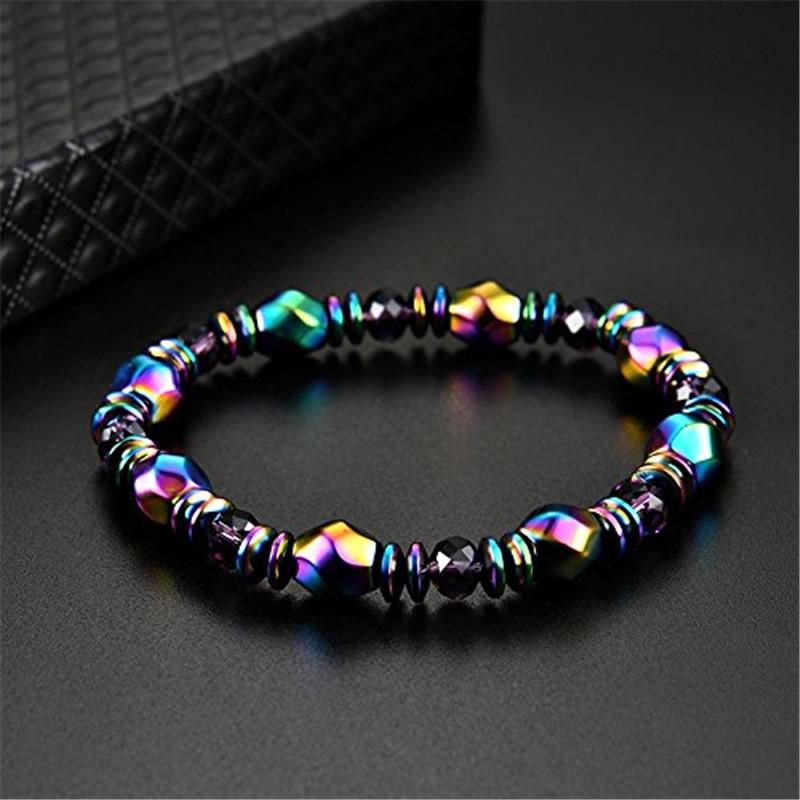 Colorful Handmade Woven Magnetic Hematite Gemstone Bracelet