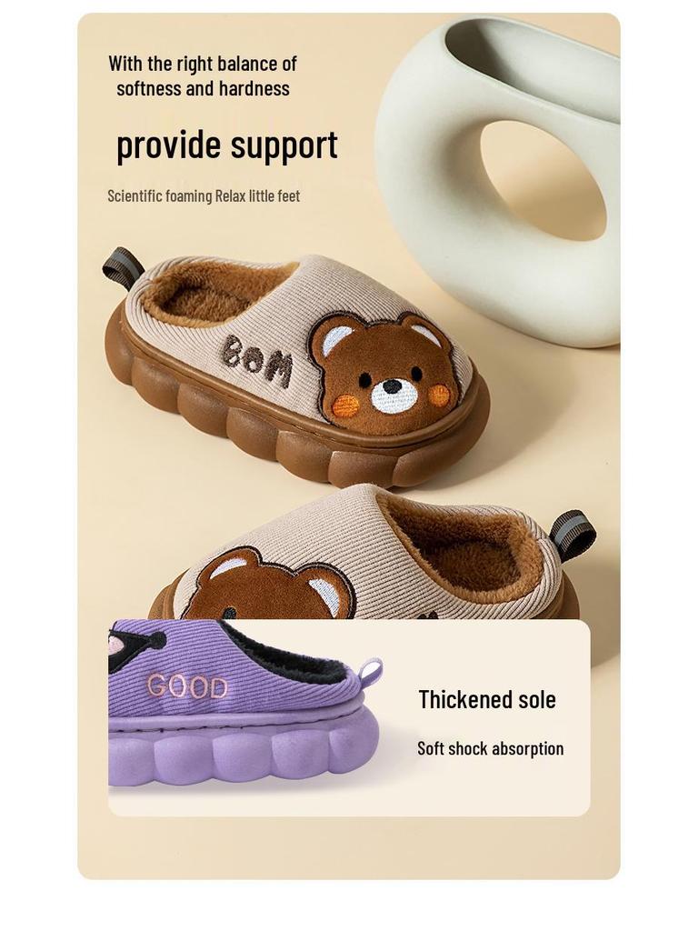 Children's Dinosaur Furry Cotton Slippers for Boys & Girls - Small, Medium, Large - Cozy Indoor Footwear for Autumn & Winter