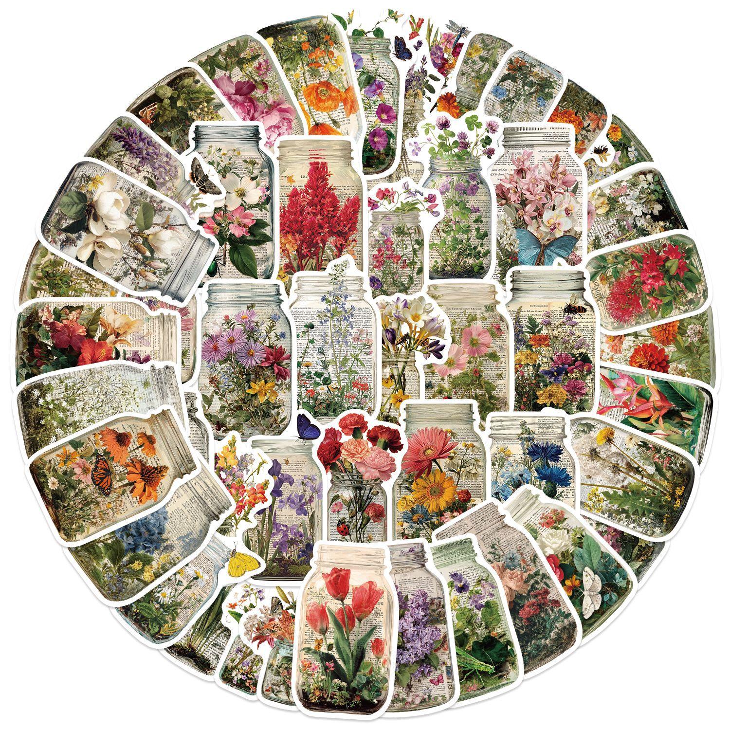 

50 Ретро Цветочные Бутылки Граффити Наклейки Украшают Гитару Ноутбук Чемодан DIY Водонепроницаемые