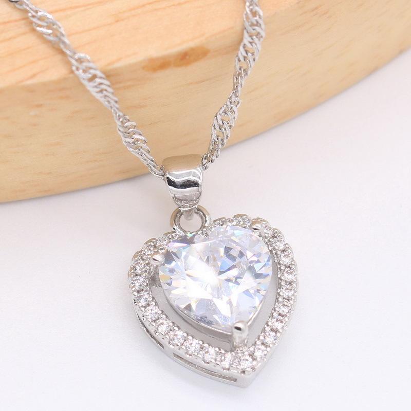 Europe and The United States Anti Allergy AAA Zircon Necklace Earring Ring Jewelry Set
