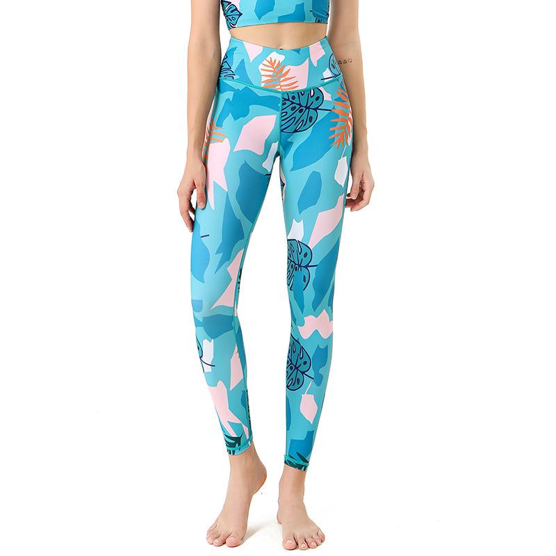 Новый стиль Высокопосадочные Быстросохнущие Танцевальные Йога-Брюки с Эффектом Лифтинга Ягодиц для Женщин С принтом Йога-Одежда S