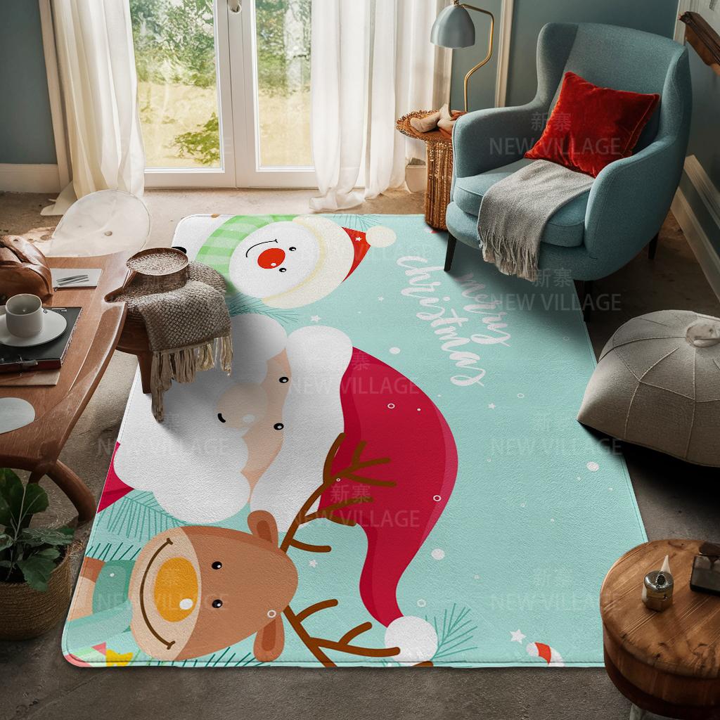 House Entrance Carpet Home Door Mat Living Room Bath Foot Bathroom Non-slip Water Absorption Rugs Bath Merry Christmas Winter