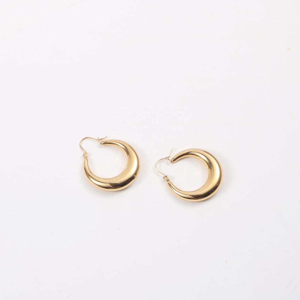 Non Tarnish Waterproof Basic Hollow Out Hoop Earrings Stainless Steel Earrings