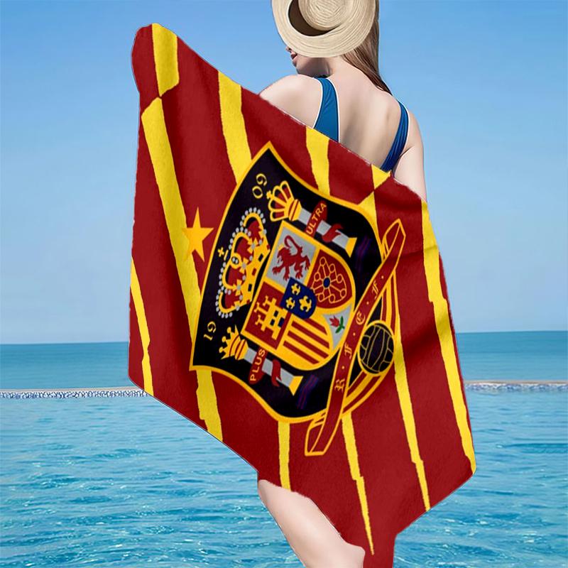 Asciugamano da Spiaggia con Stemma Calcio Spagnolo, Microfibra Super Morbida, Regalo per Lei/Lui, Compleanno, per Piscina, Spiaggia, Viaggio, Decorazione Casa Regali per Fan