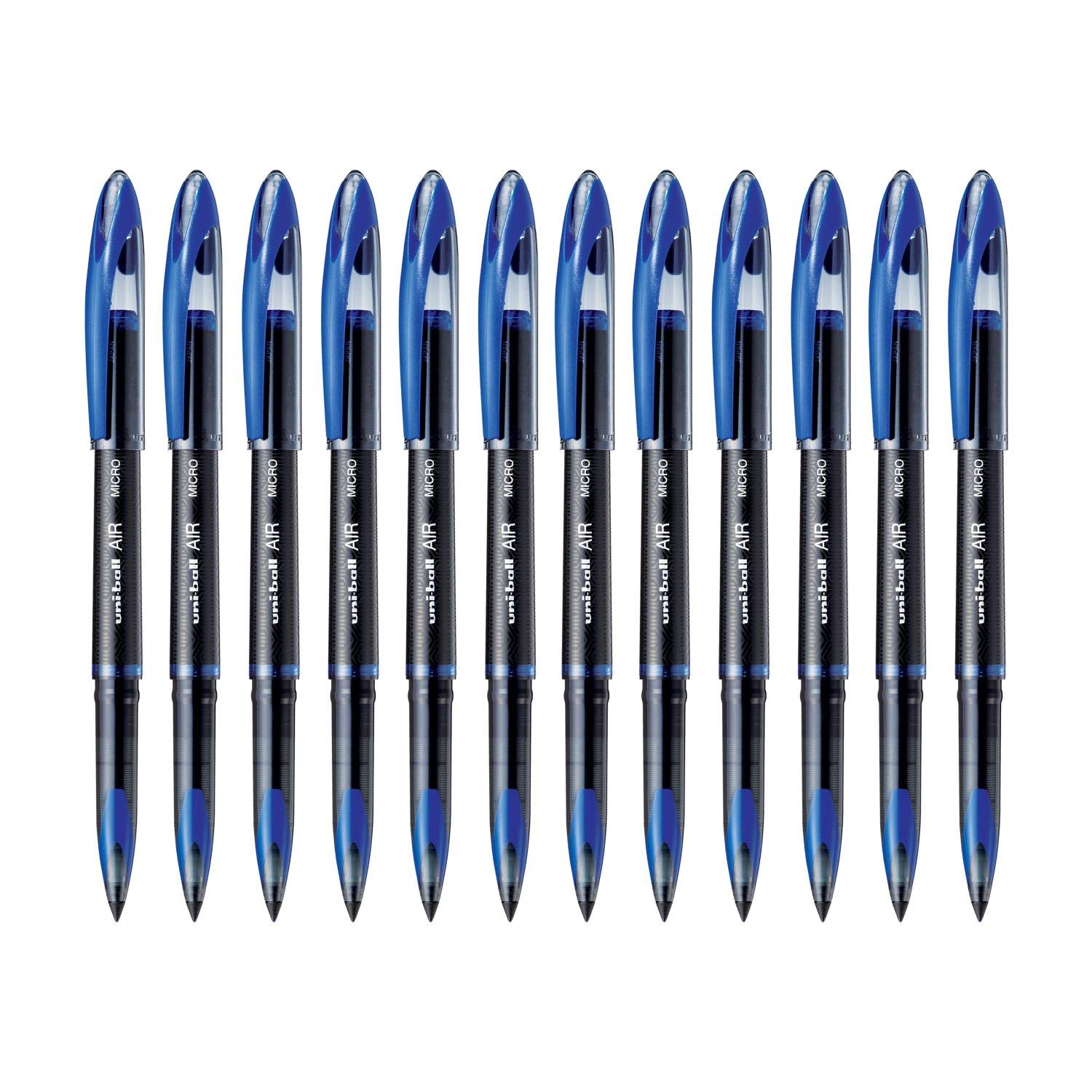 UNI-BALL Air Roller Ball Pen Set 0.5mm Blue Ink Smooth Writing Pack of 12 High-Quality Stationery
