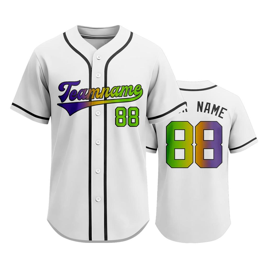 Camiseta de Béisbol Personalizable para Hombres y Mujeres Botones Delanteros Manga Corta Camiseta Deportiva Nombre del Equipo y Número Impresos Disponibles