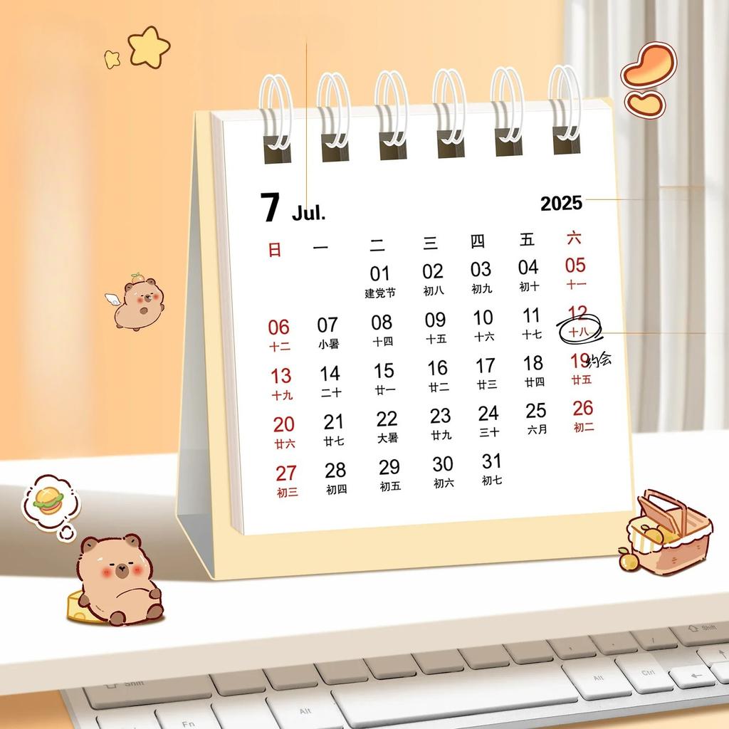 2026 Kalender Kapibara Cartoon Tischkalender Niedlicher Mini-Kalender Studentenbüro Desktop-Kalender