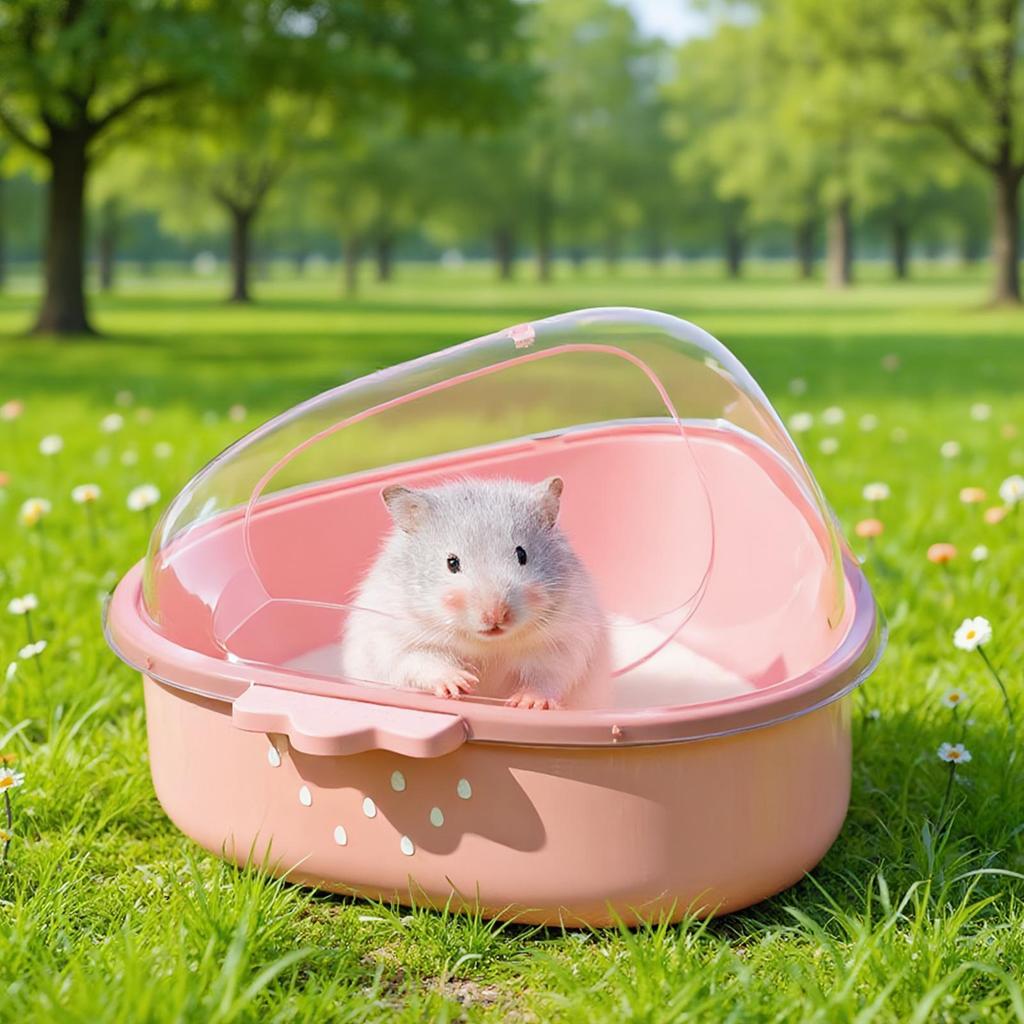 Hamster Sand Bath Container Transparent Top Large Hamster Bathroom Pet Bathtub For Grooming Cleaning Hiding Sleeping Playing