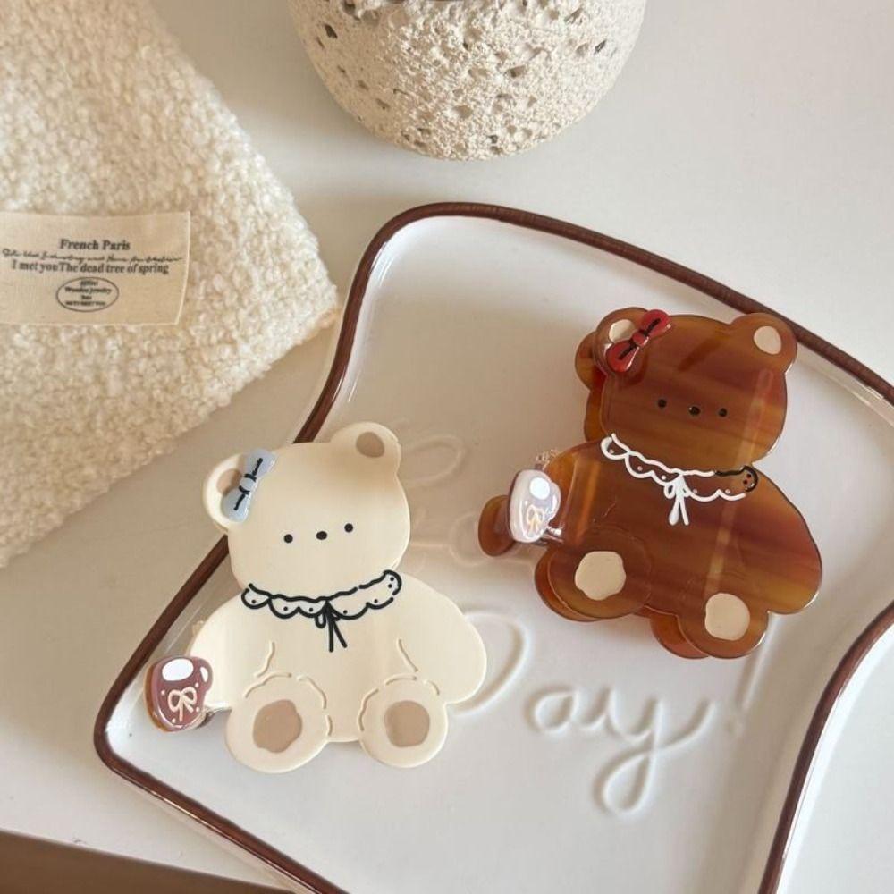 Sweet Acetic Acid Hair Claw Kawaii Hair Clip Trendy Cartoon Bear Shark Clip  Daily