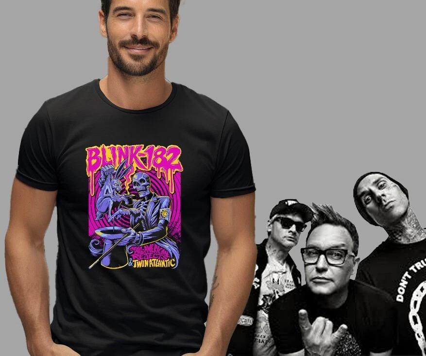 Blink-182 Pop-punk; punk rock; skate punk Black T-Shirt - fresh breathable poly S