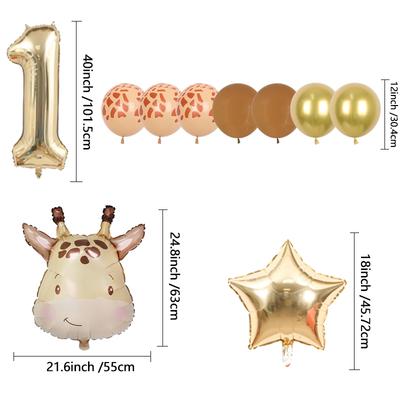 1set Wild Animal Balloon Tower with 1-9 Number Balloon for Boy Jungle Safari Birthday Party Decoration Forest Party Supplies