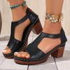 New Women's Shoes Fish Mouth Large Size Wedge Heel Buckle High-heeled Sandals