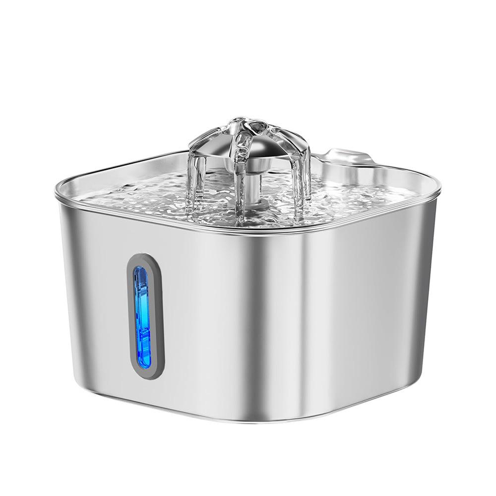 2.2L Stainless Steel Cat Water Fountain with Filtered Mini Bowl