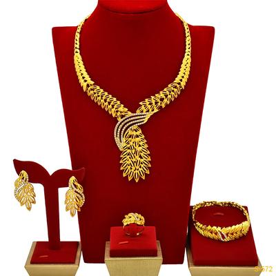 Neues 24k Dubai Braut Hochzeits Schmuckset Nigerianische Frauen Halskette Ohrringe Armband Ring Schmuck 2026