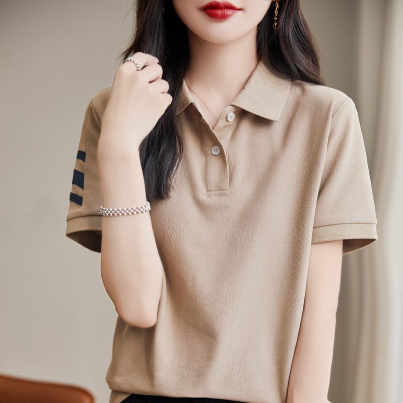 Summer Polo Collar Short Sleeved T-shirt for Women, Summer Breathable Sports Base Shirt for Women, Outdoor T-shirt