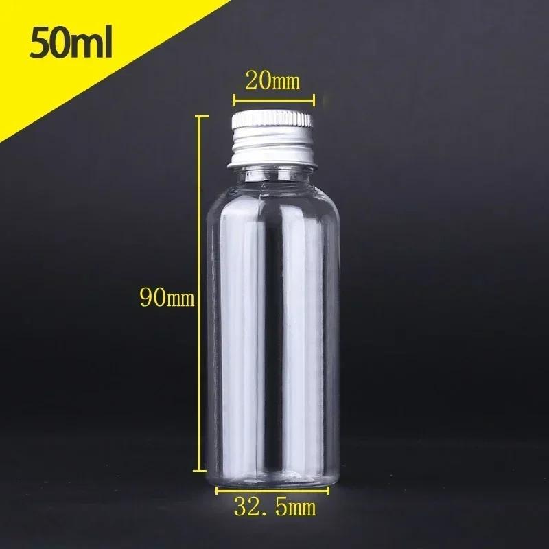 10Pcs 5ml-250ML Mini Plastic Bottle W/ Aluminum Screw Caps Portable Sample Vials Travel Cosmetic Containers for Lotion Creams