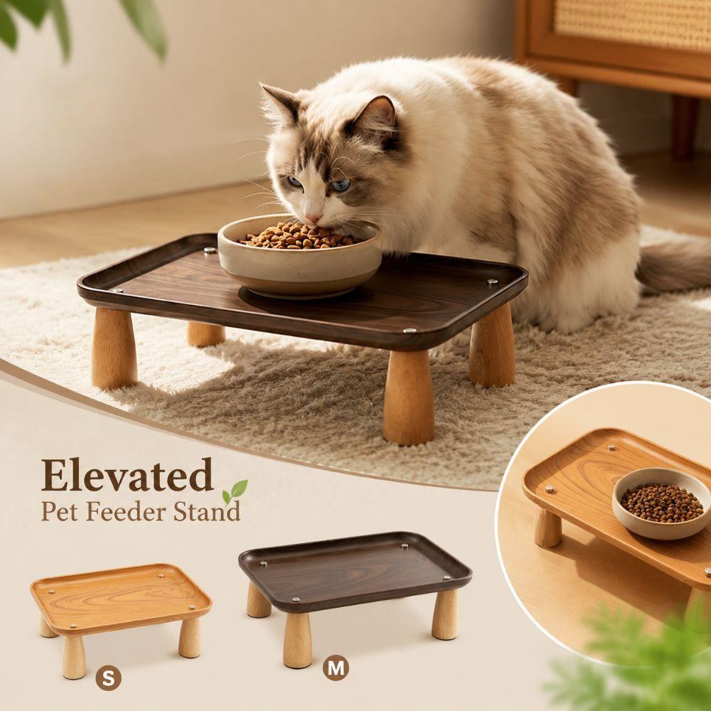 Spill Tray Elevated Pet Feeder Removable Tray Cat Bowl Stand Raised Cat Food Table Pet Feeding