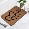 Welcome Heart Paw Print Entryway Doormat Non-Slip Washable Dirt Trapper Stain Resistant Floor Mat for Pet Lovers
