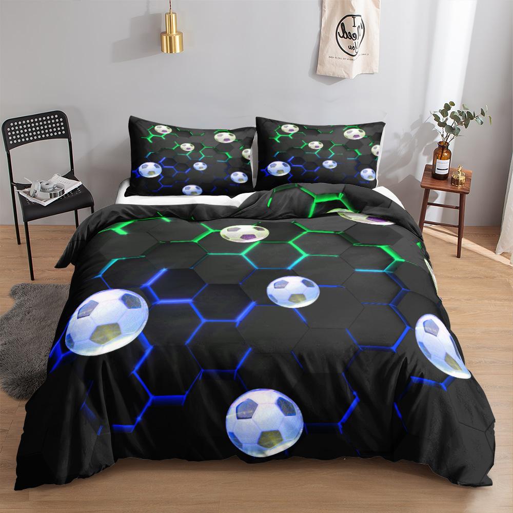 Soccer Duvet Cover Twin Football Kids Bedding Set Soft 3D Quilt Cover Boys Teens Football Lovers King Polyester Comforter Cover