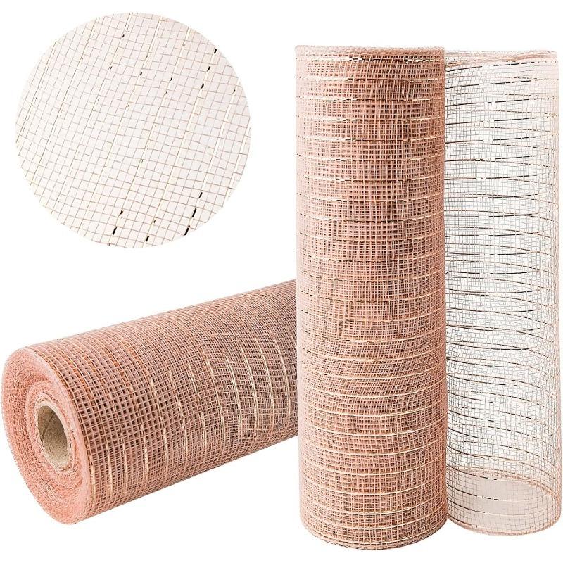 Golden Grid Ribbon Christmas Tree Decoration Mesh Tulle Roll Fabric Pendant For Christmas Decor Party Home Room Xmas Wreath Gift