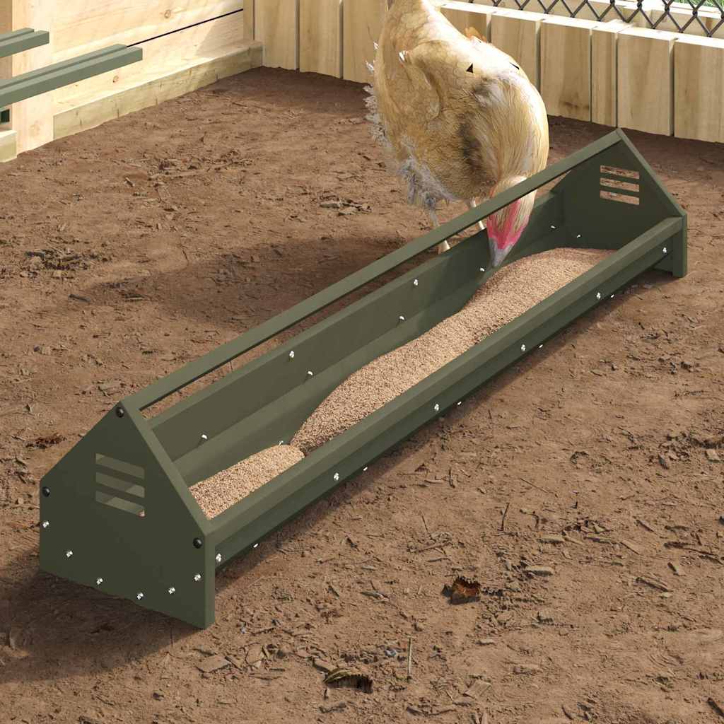 Chicken Feeder Trough Olive Green 108 X 20.5 X 20 Cm