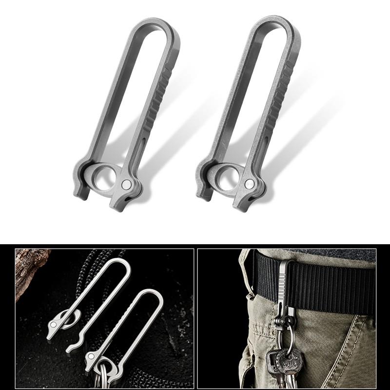 Pocket Clip Waist Belt Car Key Ring Titanium Alloy EDC Keychain Carabiner Hook Clip Hanging Buckle Outdoor Home EDC Tools