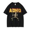ADHS Skelett Meme Vintage T-Shirt Humor Horror Lustige Totenkopf Grafik T-Shirt Unisex Lässig Oversized Streetwear Oberteil für Unisex Damen