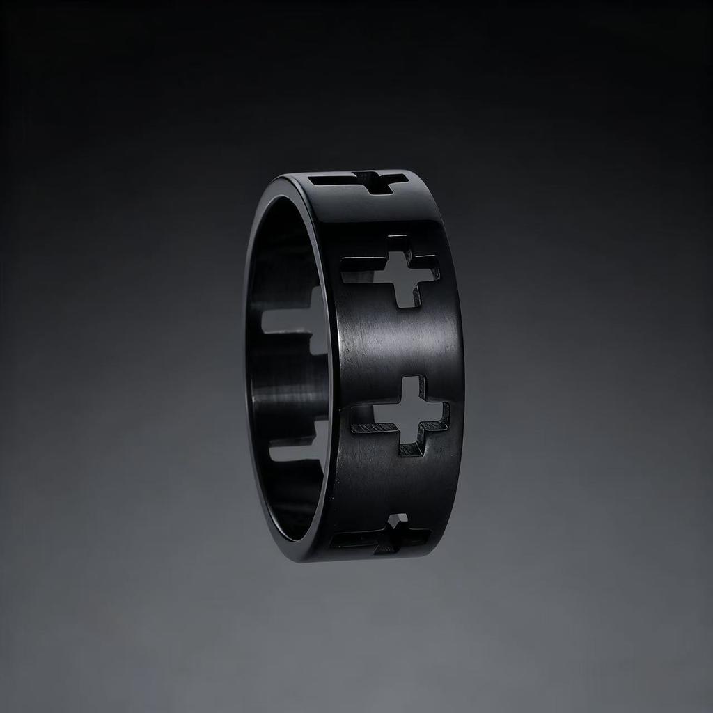 Simple and Fashionable Men's Jewelry Jewelry Hollow Titanium Steel Ring