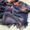 Retro Gradient Pleated Stripe Cotton Headscarf - Women's Large Ethnic Wrap