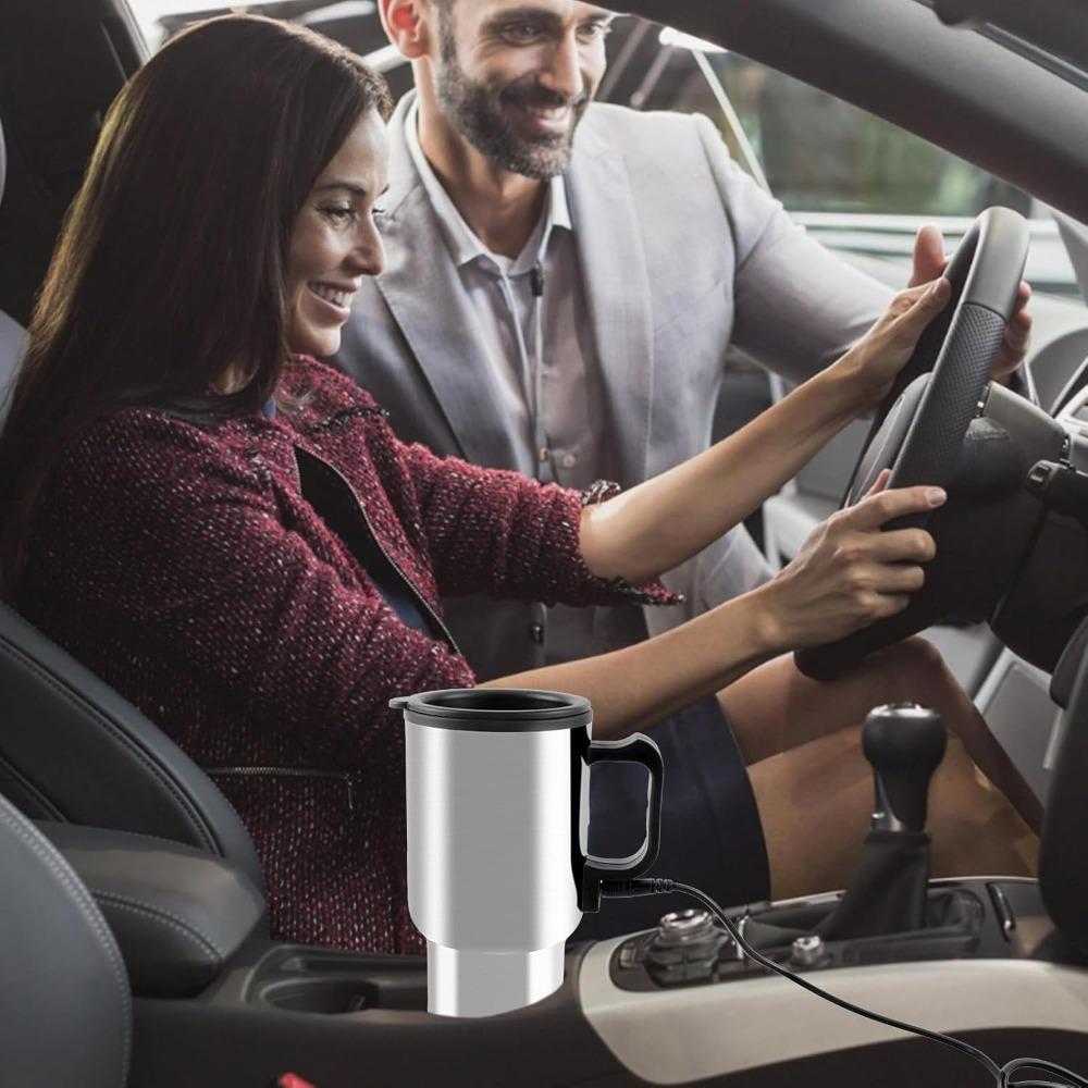 12V Car Electric Kettle 450ml Heating Cup Stainless Steel Travel Coffee Cup Double Layer Vacuum Insulation Travel Kettle