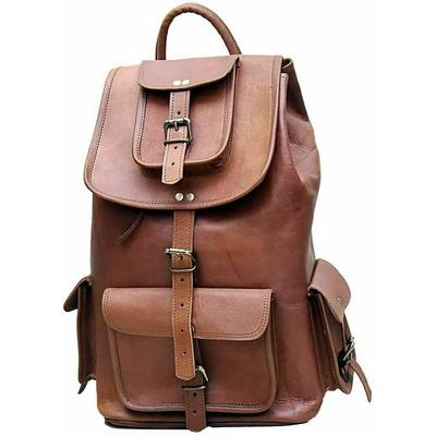 Bag Goat Leather Backpack Rucksack Laptop Genuine Travel Vintage Brown Men