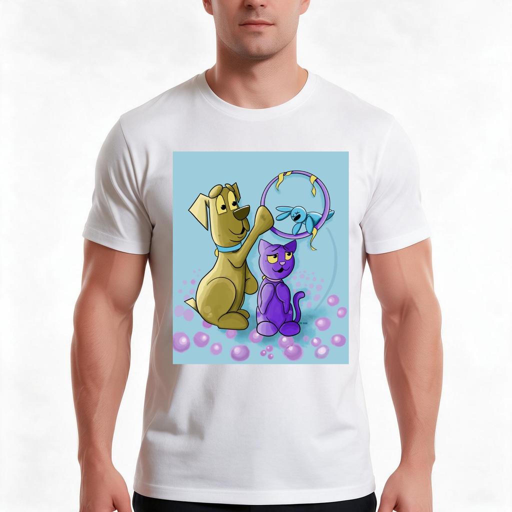 Little Cat And Friends Tshirt Summer Casual Cotton Tee Oversized Streetwear Tops Vintage Graphic Print Unisex Unisex Unisex