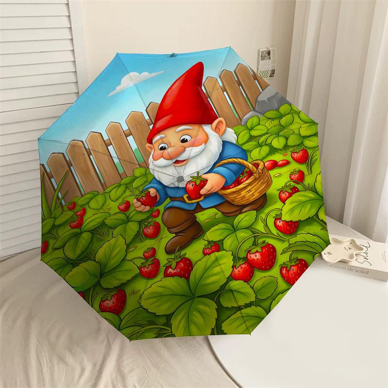

1PC Gnome Strawberry Umbrella-8-Rib Reinforced, Automatic Open, Lightweight & Durable, Fashion Accessory for Outdoor-L0368