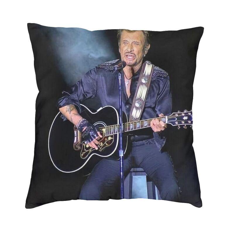 French Rock Singer Johnny Hallyday Throw Pillow Case Sofa Luxury Cushion Cover Car Pillowcase 30x30cm