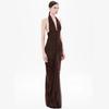 Spot | Women's Fashion and Sexy V-neck Slim-fit Pleated Hip Skirt Backless European and American Neck Dress