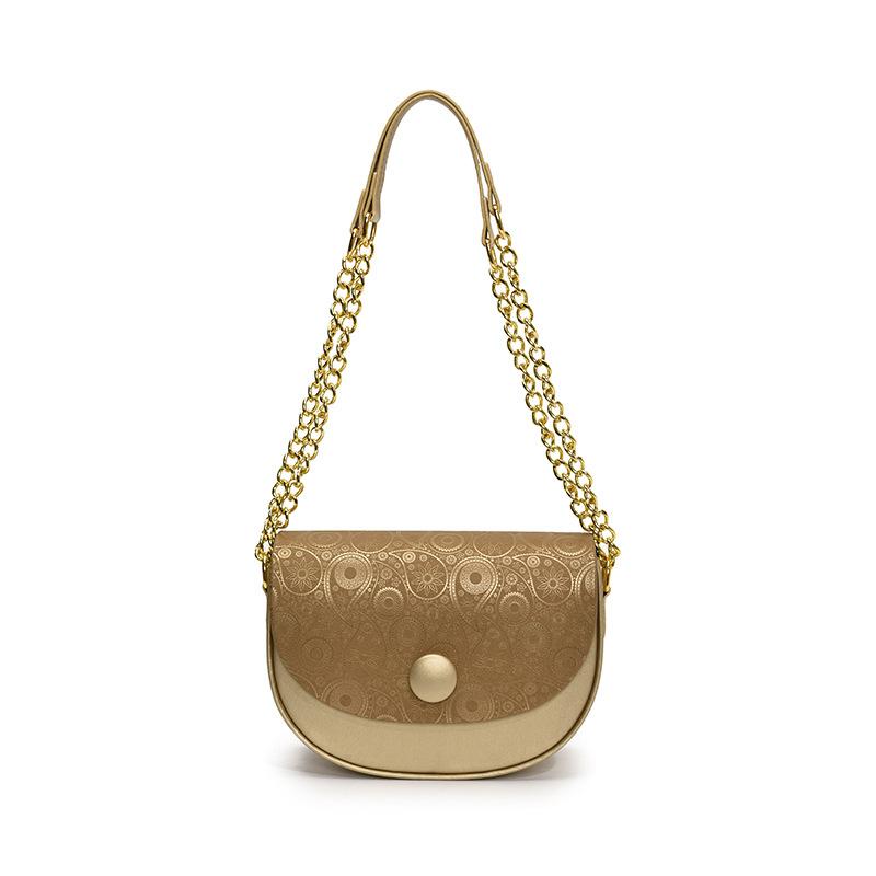 

Весна маленький свежий однотонный наплечный мессенджер новая женская сумка сумка-седло мода зарубежный тренд золотой