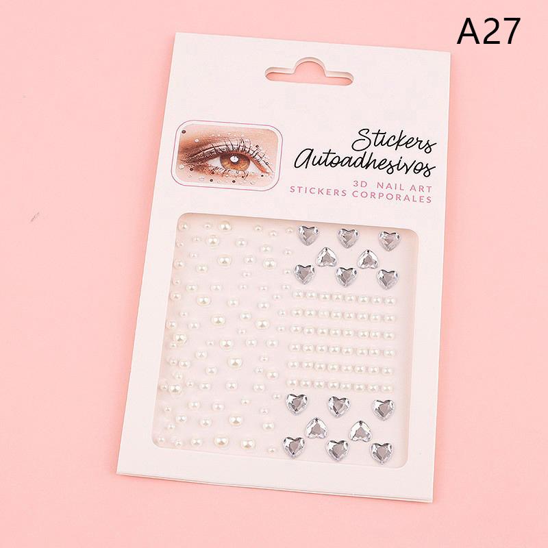 1Sheet Eye Body Face Gems Jewels Pearl Rhinestone Stickers Self Adhesive Crystal Rainbow Makeup Diamonds Face Decoration Sticker