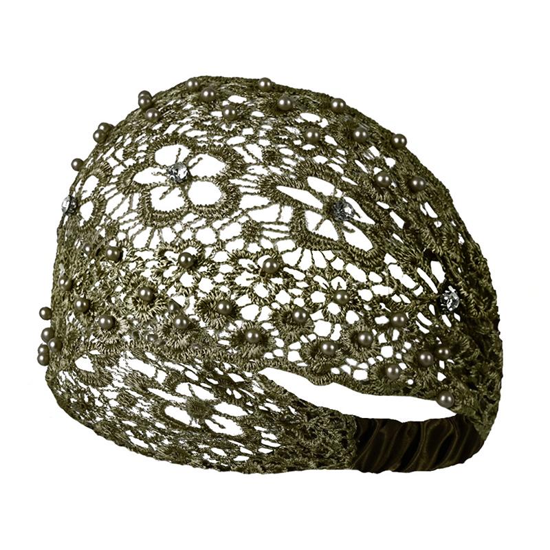 Blumen-Häkel-Stirnband Neuer Stil Perlenbesetztes Breites Rand-Haarband Für Frauen Effektive Weißhaar-Abdeckung Haarschmuck Stirnband