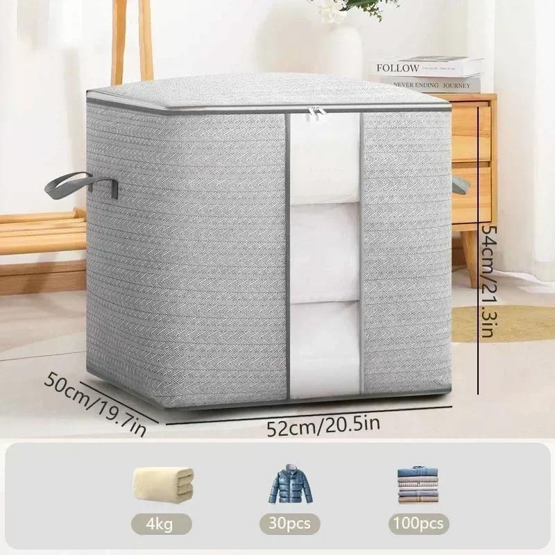Foldable Clothes Storage Bag Visual Quilt Organize Cases with Handle Home Pillow Blanket Organizer Wardrobe Sorting Storage Box