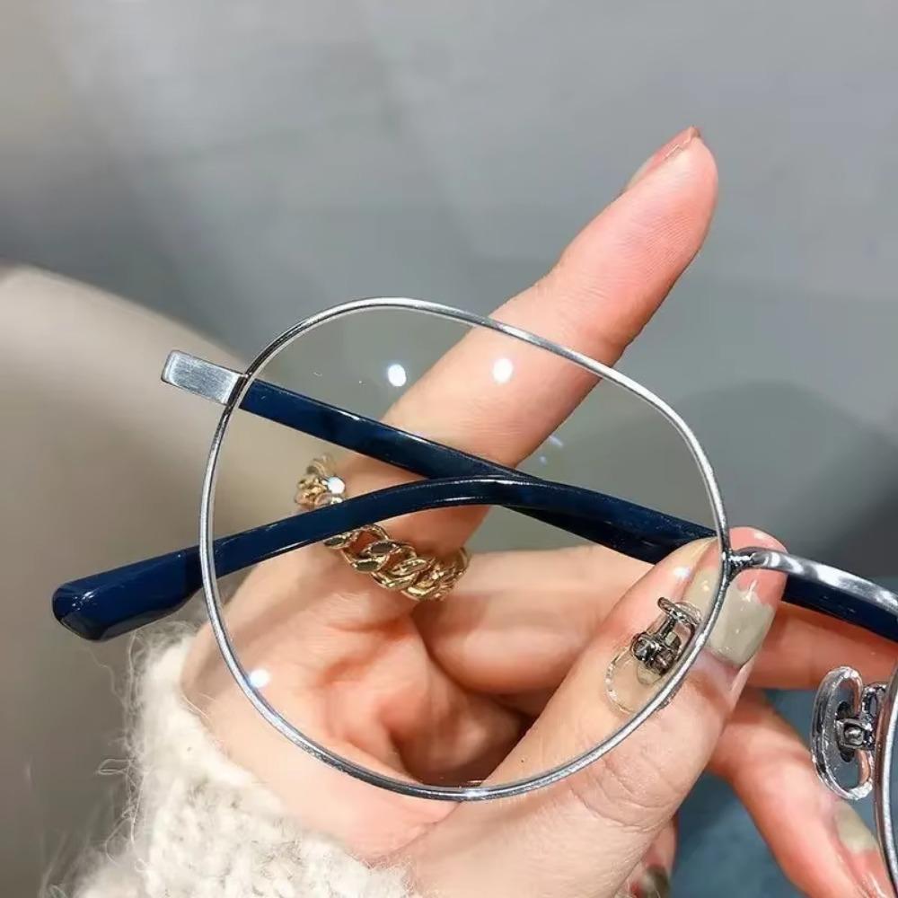 Trendy Anti-blue Light Glasses Fashion Metal Frame Transparent Oval Frame Eyewear Women Men Optical Computer Glasses Wholesale