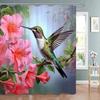 Tropical Plant Parrot Shower Curtain Watercolour Monstera Palm Leaf Birds Pink Floral Green Leaves Bathroom Curtains Home Decor